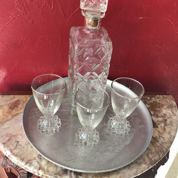Vintage Etched Aluminum Serving Tray